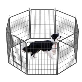 Dog Pens Outdoor Dog Fence Dog Playpen For Large Dogs Dog Kennel Pet Playpen (Color: Black)