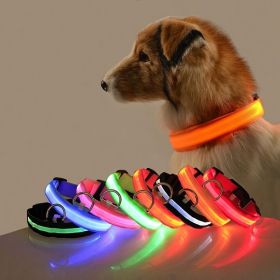 Glow-In-The-Dark Pet Collar For Dog & Cat; LED Dog Collar For Night Walking; USB charging (Color: orange, size: XS)